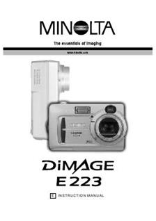 Minolta Dimage E 223 manual. Camera Instructions.